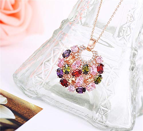 Yellow Chimes Chain Pendant for Women Multicolor Swiss Zircon Crystal Pendant 18k Rose Gold Plated Chain Pendant for women and Girls.