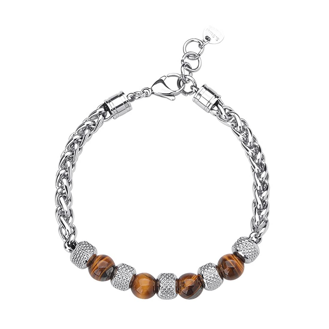 Yellow Chimes Beads Bracelet for Men Stainless Steel High Polished with Handmade Tiger Eye stones Bracelet for men and Boys.