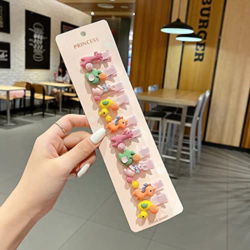 Melbees by Yellow Chimes Hair Clips for Girls 20 PCS Hairclips Set 10 Pairs Rubber Bands Ponytail Holder Cute Characters Rubber Bands for Kids and Girls Hair Accessories.