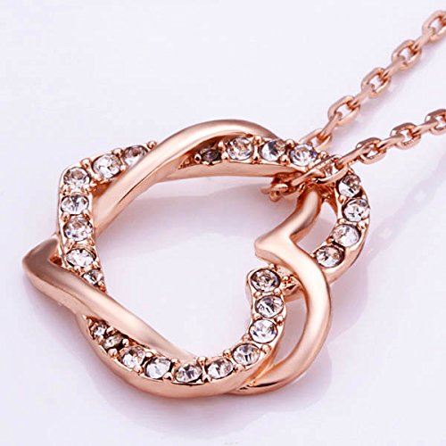 Yellow Chimes Rose Gold Pendant for Women Embracing Hearts-in-Love 18K Real Rose Gold Plated Crystal Pendant for Women and Girl's Valentine Gift for Girls