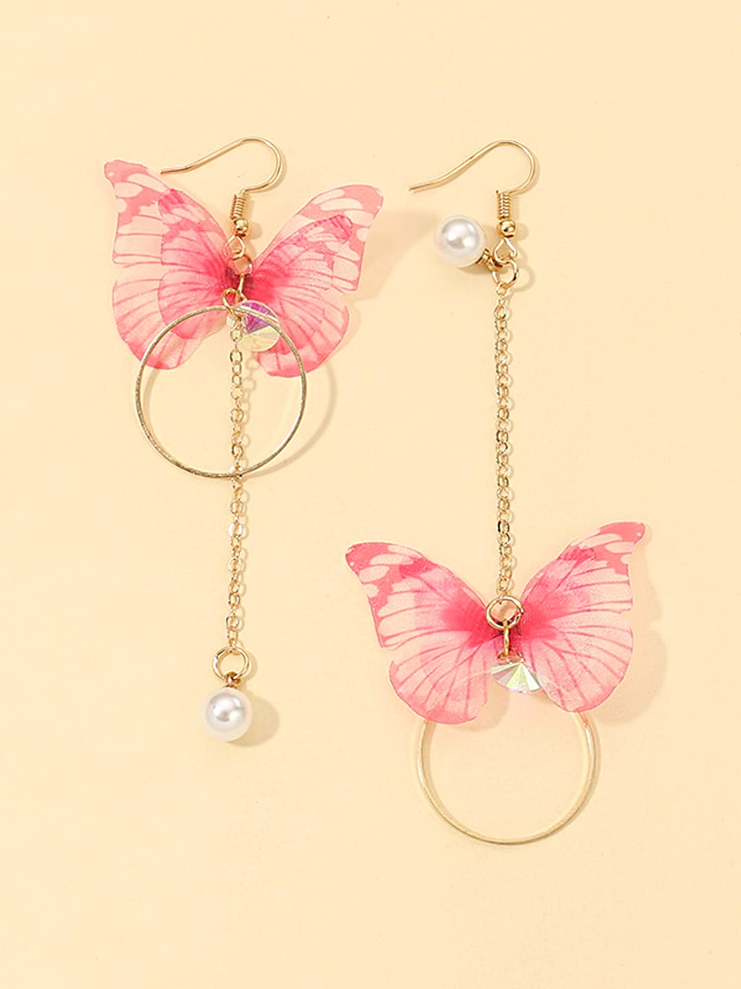 Yellow Chimes Earrings For Women Pink Butterfly Attached Dangle Drop Earrings For Women and Girls