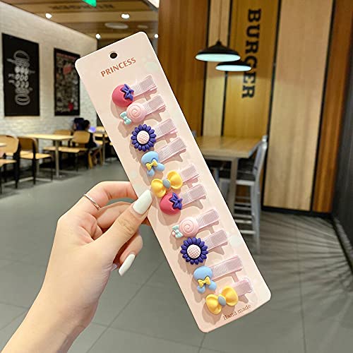 Melbees by Yellow Chimes Hair Clips for Girls 20 PCS Hairclips Set 10 Pairs Rubber Bands Ponytail Holder Cute Characters Rubber Bands for Kids and Girls Hair Accessories.