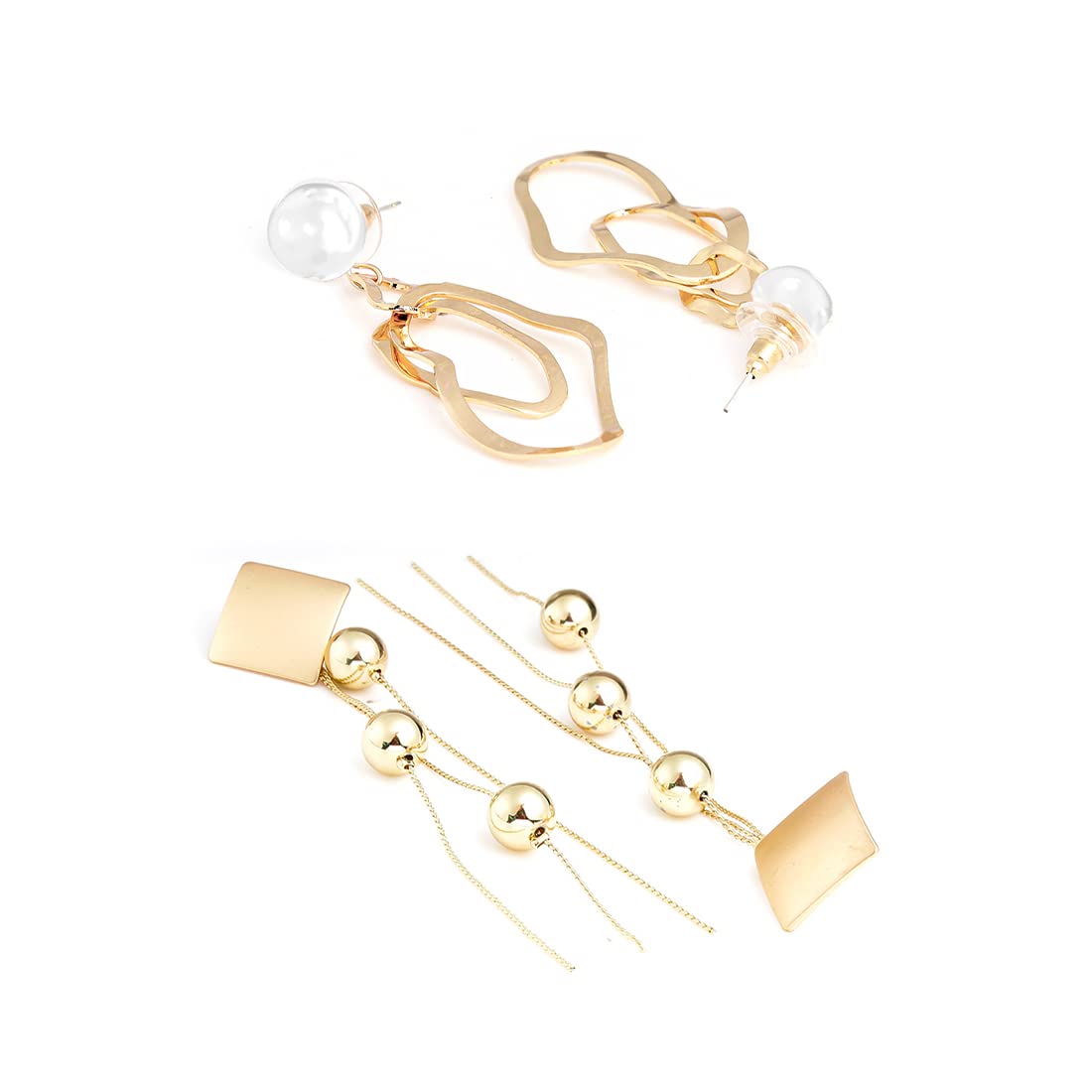 Yellow Chimes Latest Collection Silver Gold Plated Design Hoop Stud Earrings for Women and Girls (Dangler Design)
