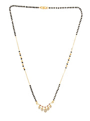 Yellow Chimes Mangal Sutra For Women Gold Toned AD/American Diamond Black Beaded Chain Mangalsutra For Women and Girls
