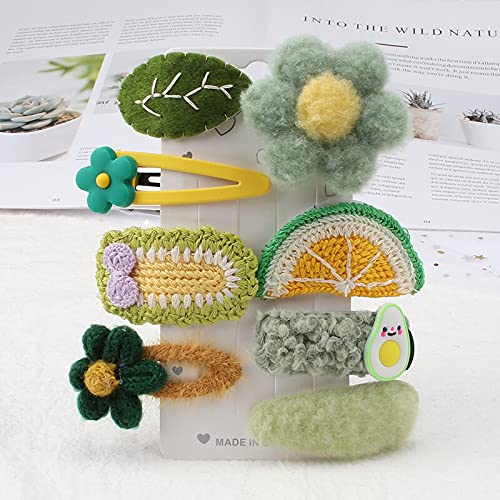 Melbees by Yellow Chimes Hair Clips for Girls Kids Hair Clip Hair Accessories For Girls Cute Characters Pretty Snap Hair Clips for Baby Girls 8 Pcs Green Alligator Clips for Hair Baby Hair Clips For Kids Toddlers