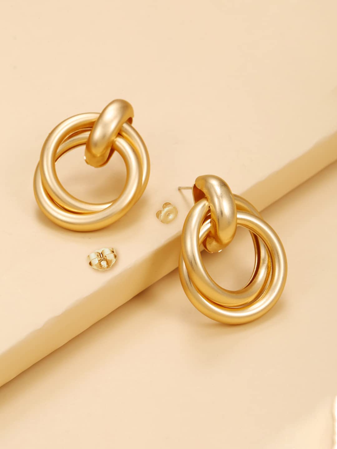 Yellow Chimes Earrings For Women Gold Plated Twisted Layered Circle Hoop Stud Earrings For Women and Girls