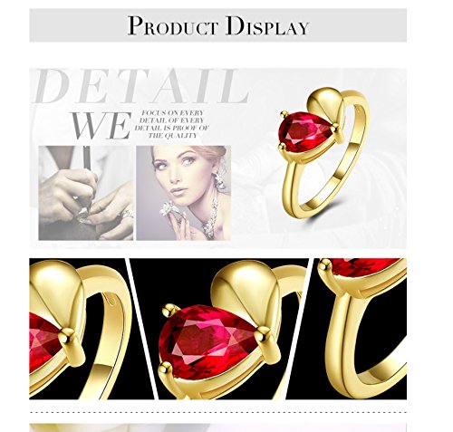 Yellow Chimes Romantic Red Heart 18K Gold Plated High Grade Crystal Ring for Women & Girls