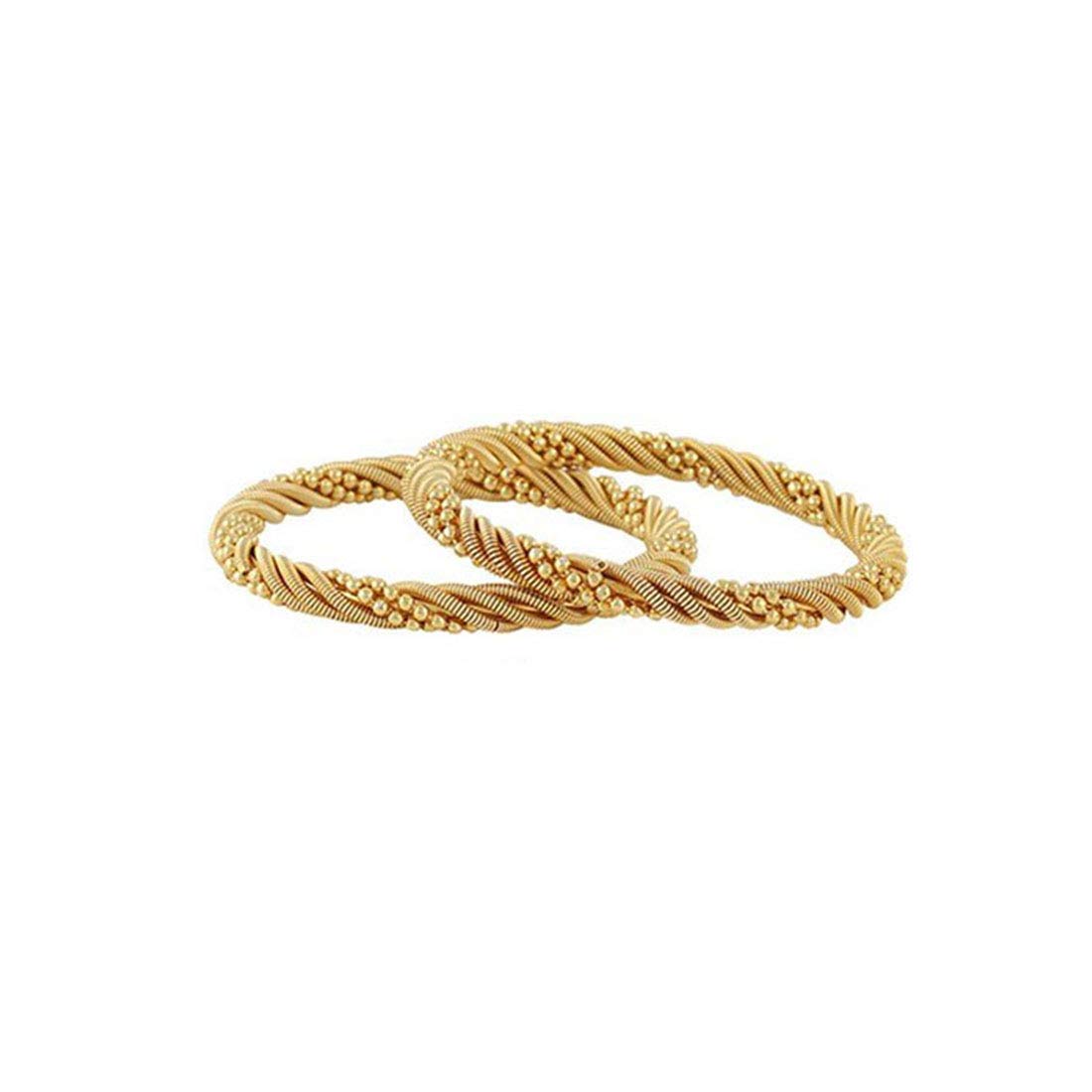 Yellow Chimes 2 PCS Exclusive Delicate Plain Antique Gold Plated Traditional Bangles For Women And Girls (2.6)