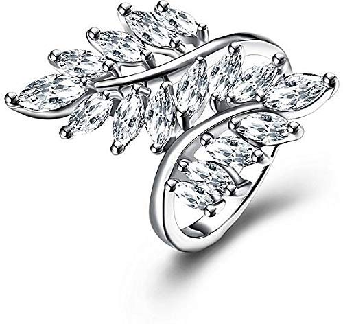 Yellow Chimes Rings for Women White Crystal Rings Beauty-in-Leaves Platinum Plated Adjustable Silver Ring for Women and Girls.