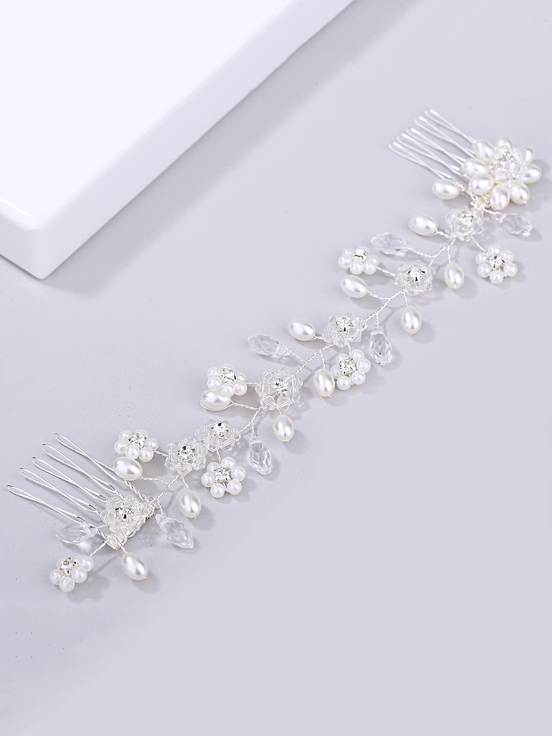 Yellow Chimes Bridal Hair Vine For Women And Girls Bridal Hair Accessories For Wedding White Comb Pin For Women Hair Accessories Wedding Jewellery For Women Comb Pin Hair Clip/Side Pin/Jooda Pin Hair