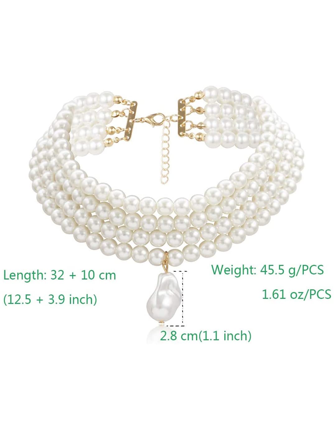 Yellow Chimes Necklace for Women and Girls Fashion White Pearl Necklace for Women Western Multi Layer Pearl Choker Necklace for Girls | Birthday Gift for Girls and Women