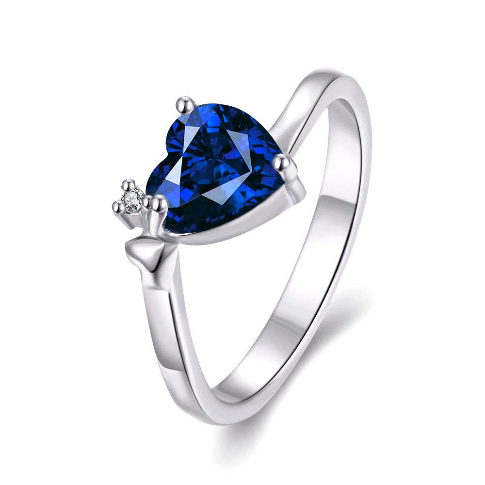 Valentines Blue 'Queen Heart' Austrian Crystal Lovers Ring for Women by YELLOW CHIMES