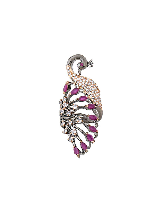 Yellow Chimes Ring For Women Silver Toned Multi Shaped Multicolor Crystal Studded Ring For Women and Girls(Size US 8)