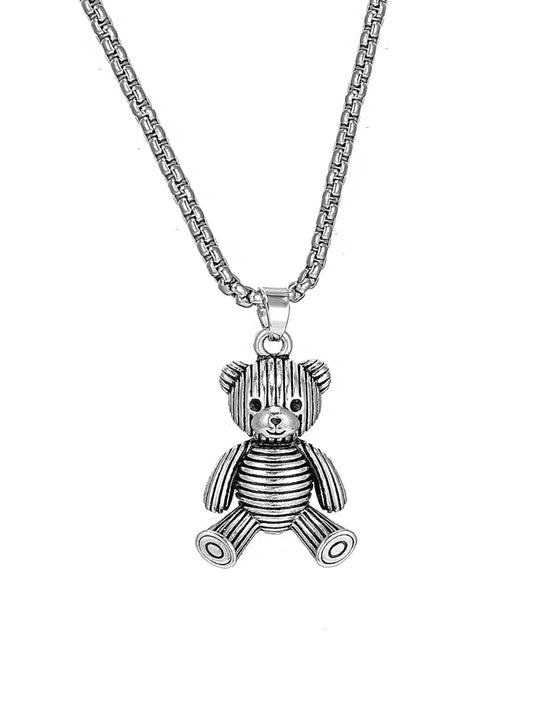 Yellow Chimes Chain Pendant for Girls Silver Chain Pendant Fashion Stainless Steel Teddy Bear Locket Chain Pendant for Women and Girls