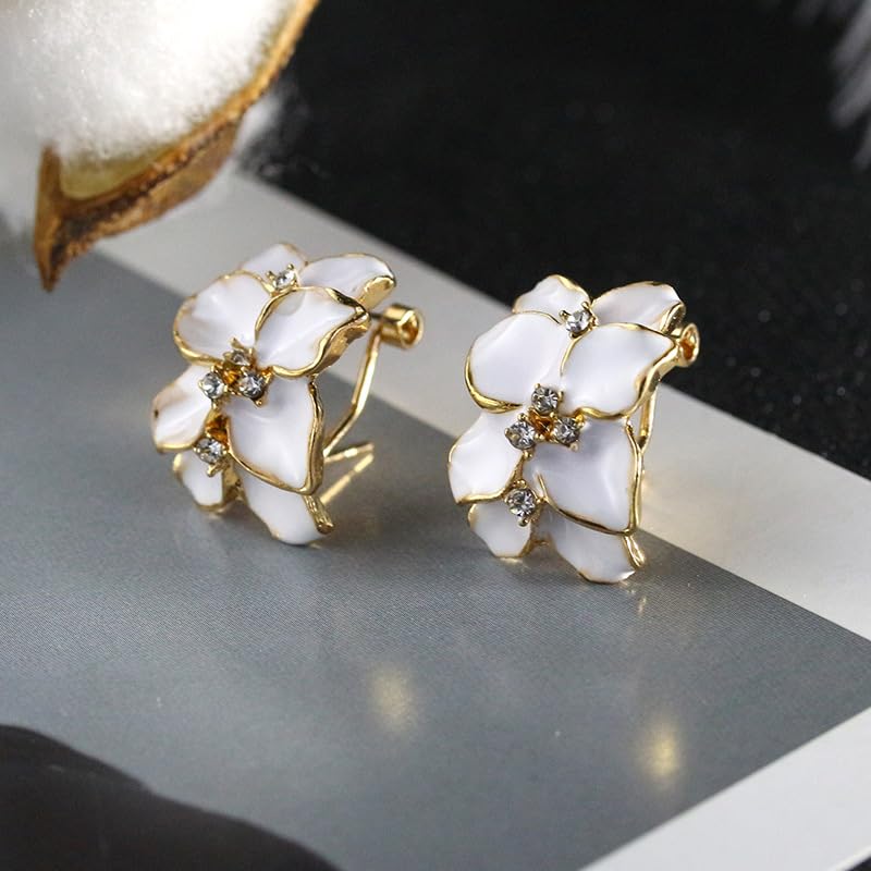 Yellow Chimes Earrings for Women and Girls I Fashion Stud Earrings Combo of 2 Pairs Gold-Plated Leaf Shaped Clip On Studs I Birthday Gift for Girls and Women Anniversary Gift for Wife