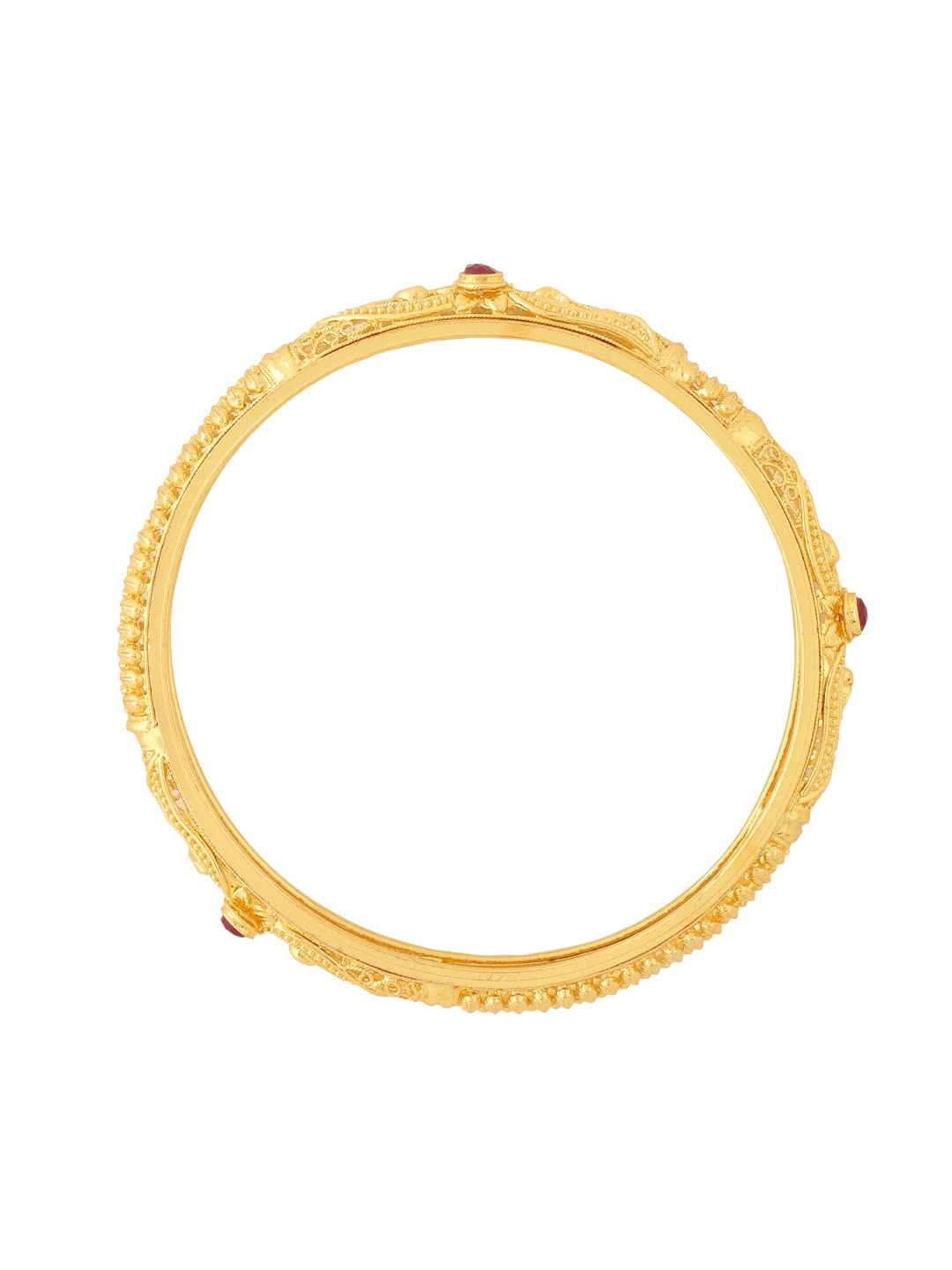 Yellow Chimes Bangles for Women Gold Toned Red Crsytal Studded Traditional Designed Set of 3 Pcs Bangles for Women and Girls