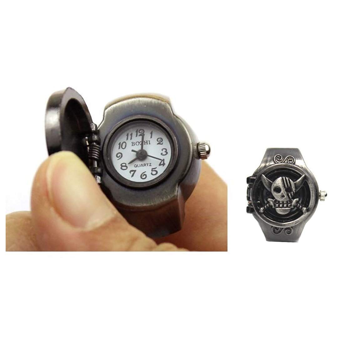 Yellow Chimes Stylish Latest Fashion Dial Analog Watch Ring Stretchable Ring for Men and Boys, Black (YCFJRG-888WCH-BK)