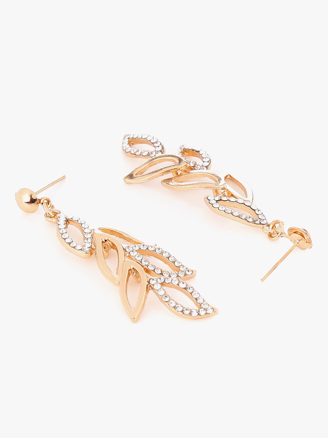 Yellow Chimes Danglers Earrings for Women | Rose Gold Earrings for Girls | Leaf Shaped Fashion Women Earrings | Long Dangler Earrings | Birthday Gift For Girls Anniversary Gift for Wife