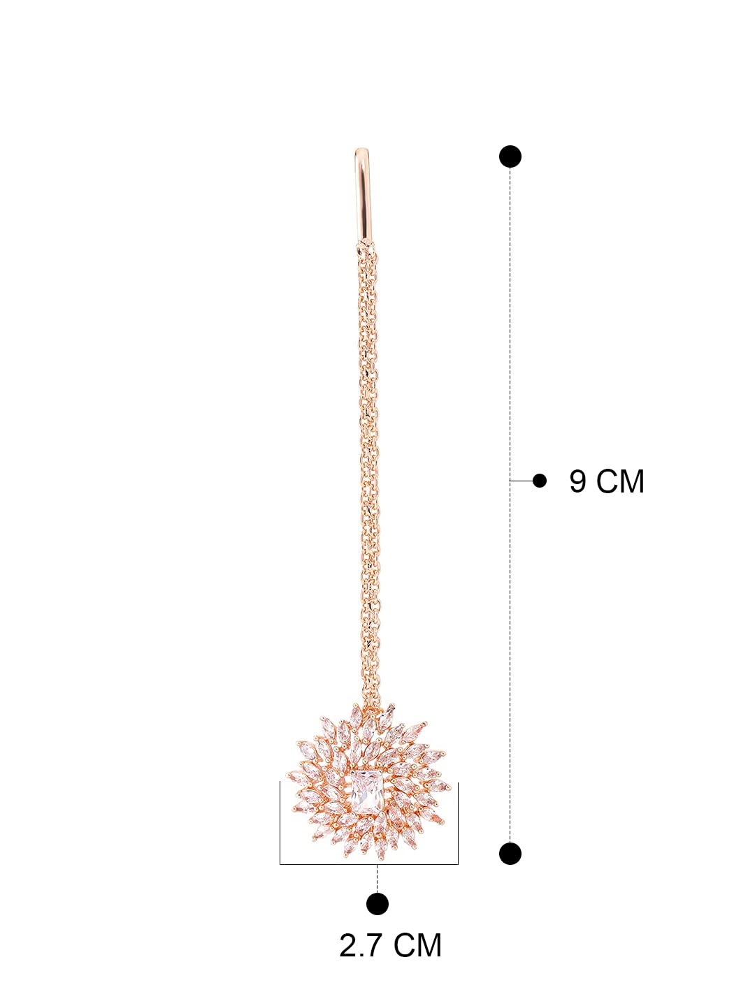 Yellow Chimes American Diamond Maang Tikka for Women Rosegold Plated High Grade Authentic White AD Jewellery Maang Tikka for Women and Girls