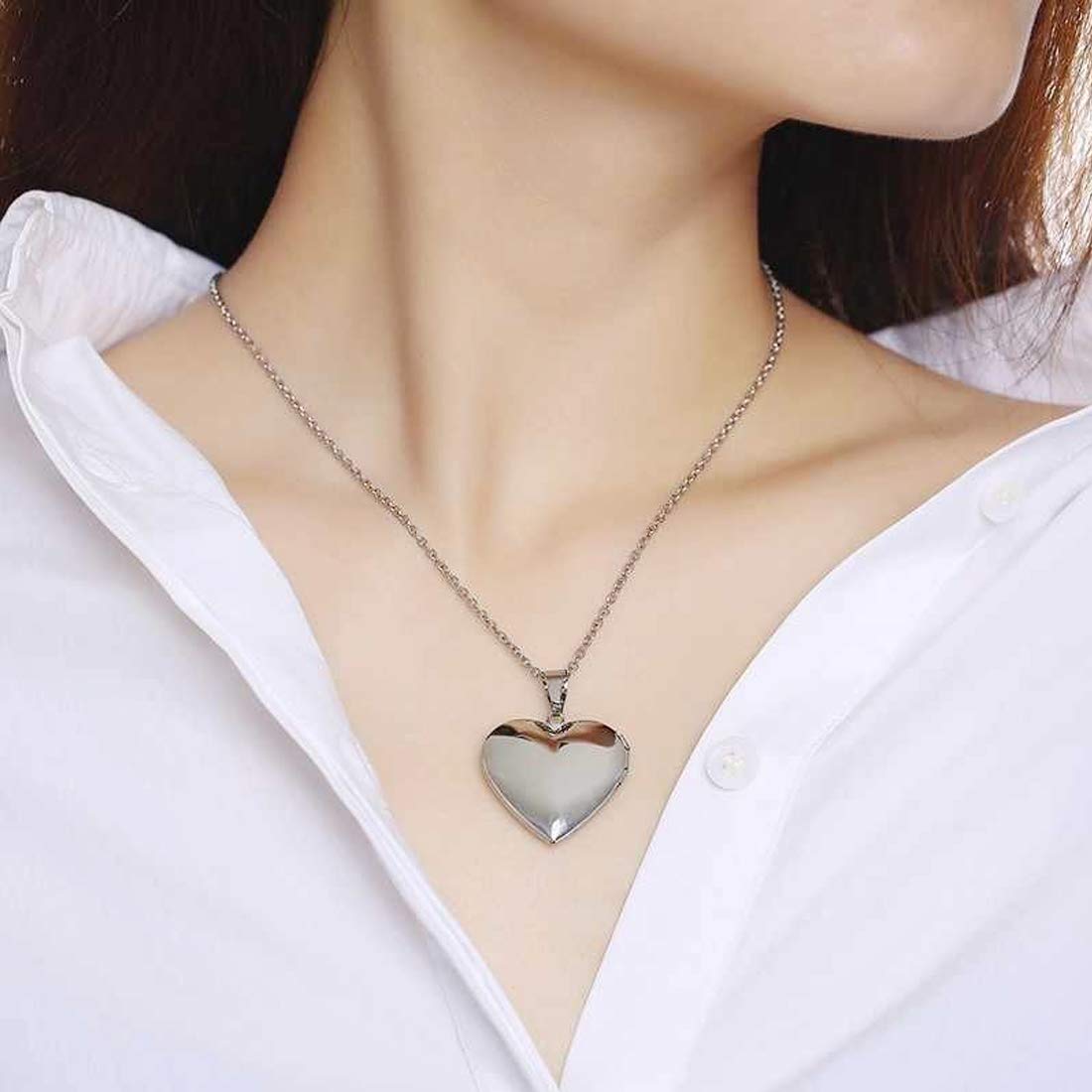 Yellow Chimes Pendant for Women Silver Plated Openable Heart Photo Frame Locket Gift Jewelry Pendant Necklace for Men and Women.