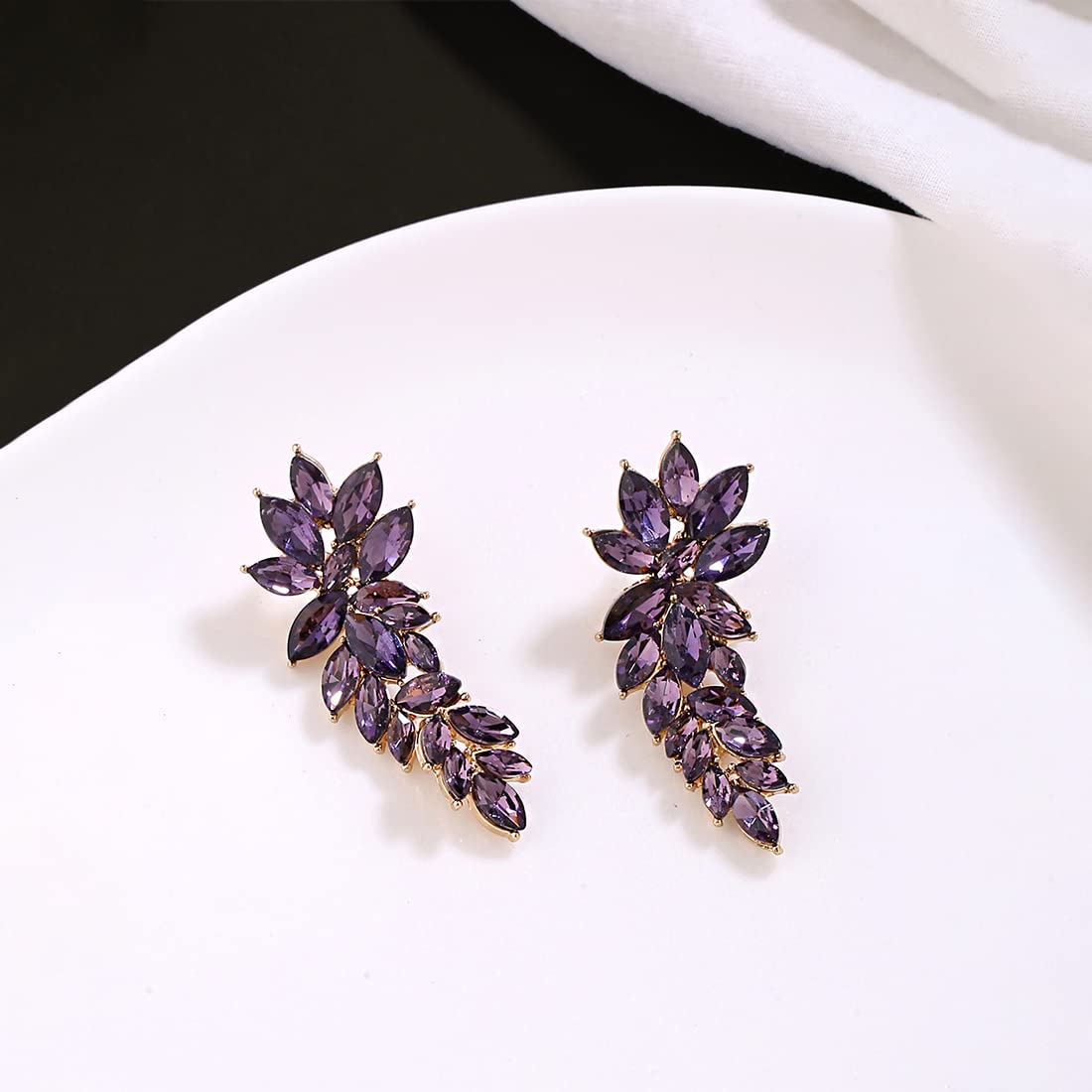 Violet Color Stone Oval Design Oxidised Earrings – Shasmis