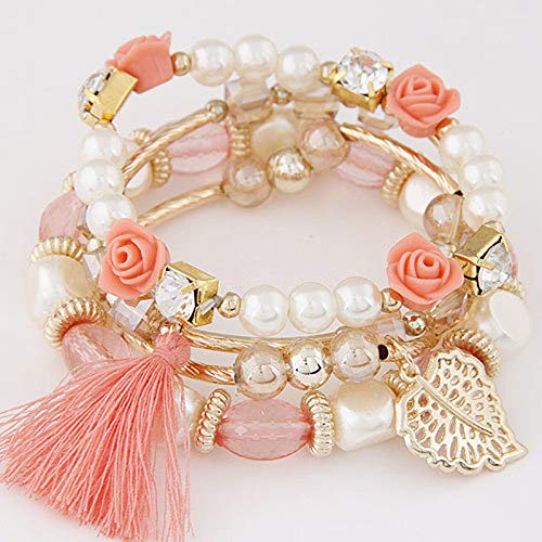 Yellow Chimes Rose Pearl Classic Designer Wrap Bracelet for Women and Girls.