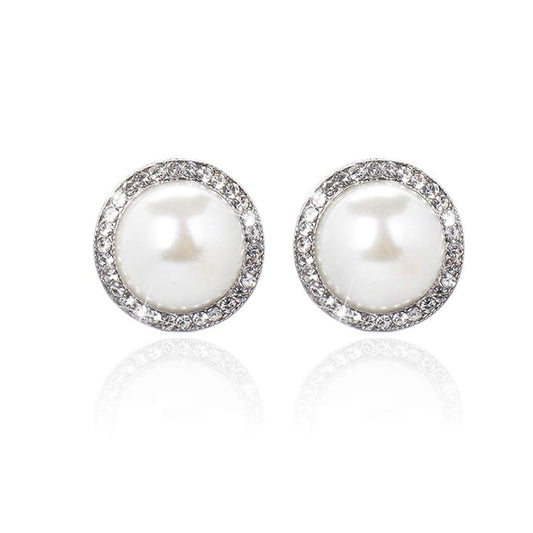 Yellow Chimes A5 Grade Crystal Fresh Water Pearl Silver Plated Stud Earrings for Women and Girls