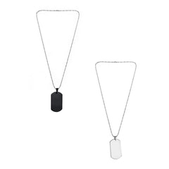 Yellow Chimes Pendant for Men and Boys Silver Dog Tag for Men | 2Pcs Combo of Stainless Steel Army Dog Tag Chain Pendants for Men | Birthday Gift for Men and Boys Anniversary Gift for Husband
