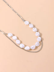 Yellow Chimes Necklace For Women Silver Toned White Stone Multilayer Chain Designed Necklace For Women and Girls