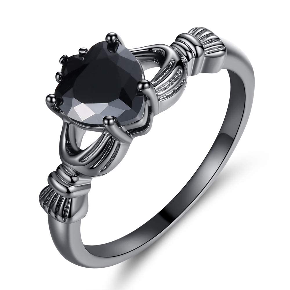 Yellow Chimes Elegant Cut Heart Ring for Women & Girls (Black Gun Plating)