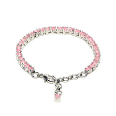 Yellow Chimes AD Bracelet for Women Light Pink American Diamond AD Studded Rhodium Plated AD Crystal Bracelet for Women and Girls