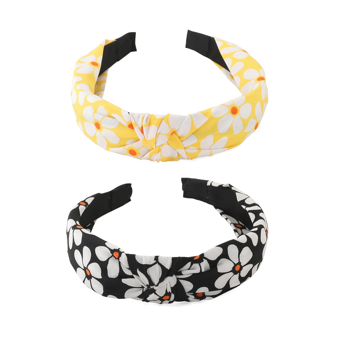 Yellow Chimes Hair Band for Women Girls Hair Accessories for Women 2 Pcs Headband for Women Knot Fabric Hair Band for Girls Twist Turban Headband Cross Knot Hair Bands Elastic Hair Accessories for Women