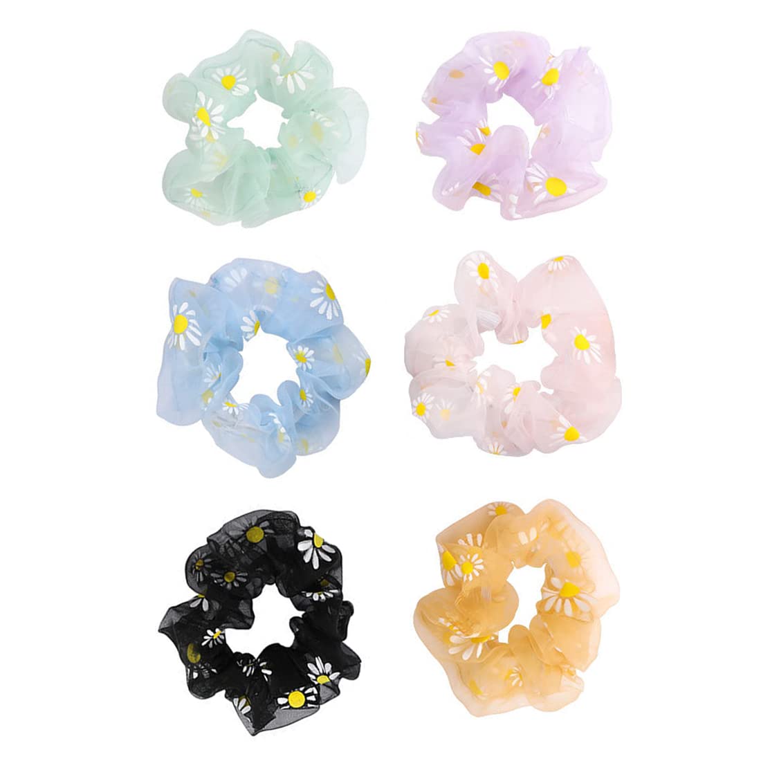 Yellow Chimes Scrunchies for Women Hair Accessories for Women 6 Pcs Net Fabric Scrunchies Set Rubber Bands Multicolor Scrunchie Ponytail Holders Hair Ties for Women and Girls Gifts for Women and Girls