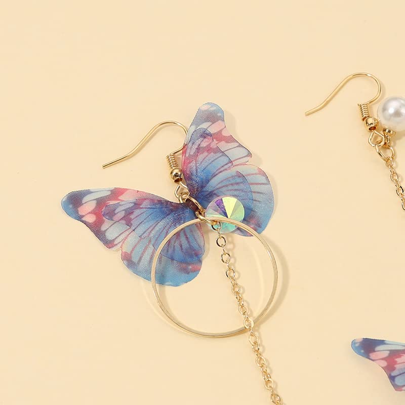 Amazon.com: Yellow Chimes Women's Drop Earrings Butterfly Collection Pearl  Gold Plated Drop Earrings Silver M: Clothing, Shoes & Jewelry