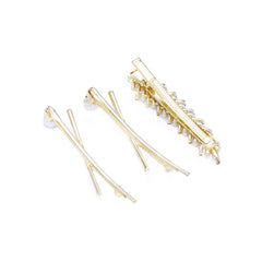 Yellow Chimes 3pcs Elegant Hairpin Allegator Pin White Pearl Bobby Pins Crystal Jewelry Bridal Wedding Decorative Hair Pins Clips Hair Accessories Ornaments for Women Girls