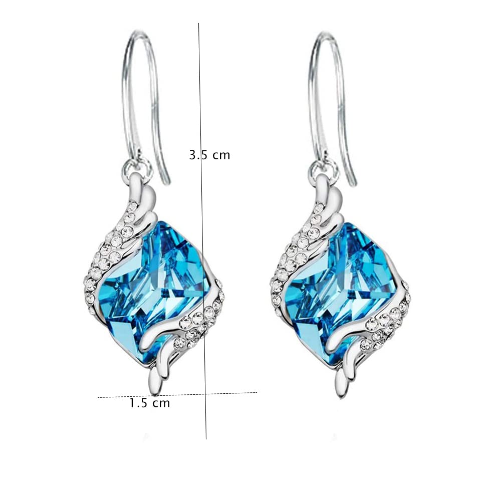 Yellow Chimes Crystals from Swarovski Angel Guardian Blue Crystal Earrings for Women & Girls (YCER-0011250BL)