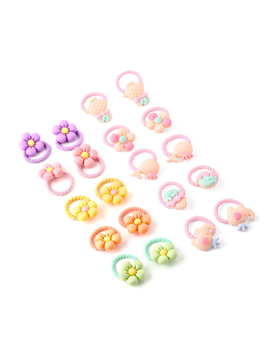 Melbees by Yellow Chimes Rubber Bands for Girls Kids Hair Accessories for Girls Hair Tie 20 Pcs Cute Characters Rubberbands for Kids Ponytail Holder For Baby Girls Toddlers