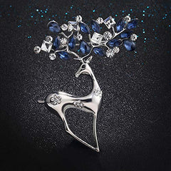 Yellow Chimes Deer Brooch for Women Elegant Clip Deer Crystal Shawl Sweater Crystal Silver Brooch for Women and Girls