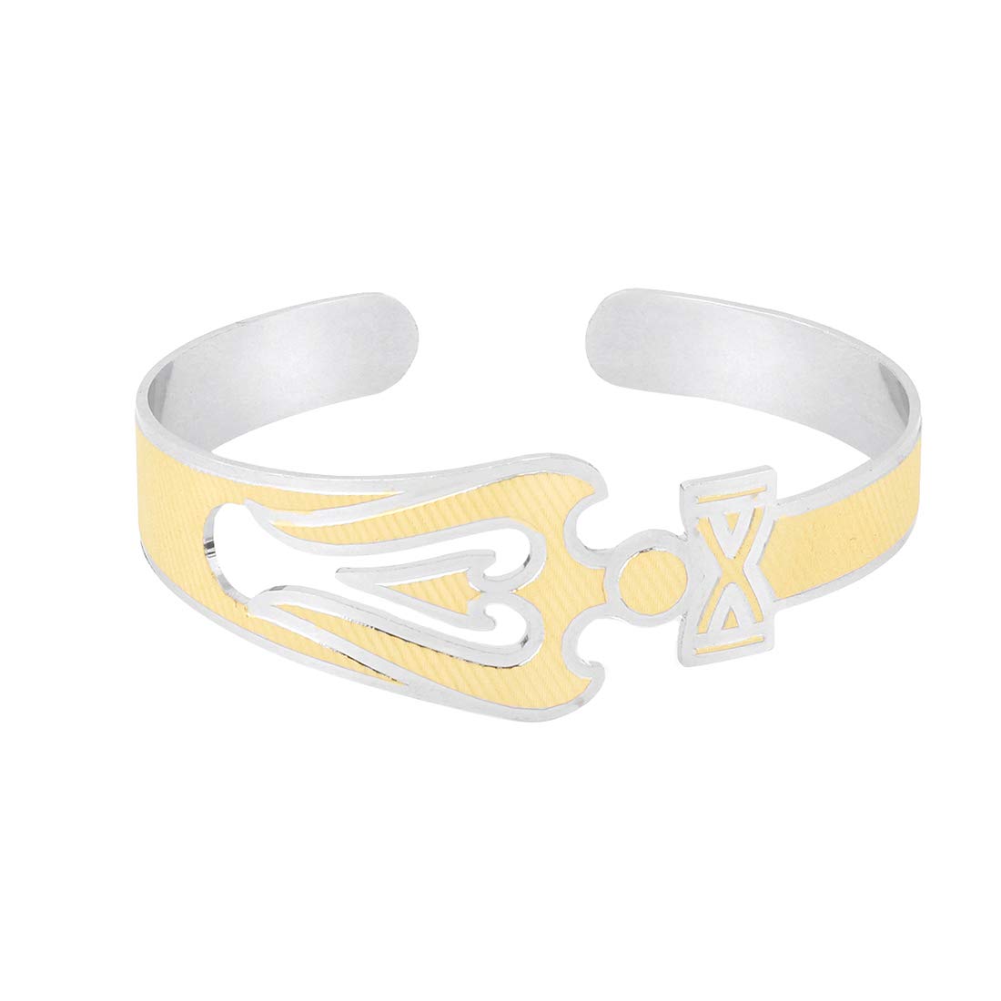 Yellow Chimes Elegant Latest Fashion Stainless Steel Trishul Design Golden Kada Bracelet for Men and Boys