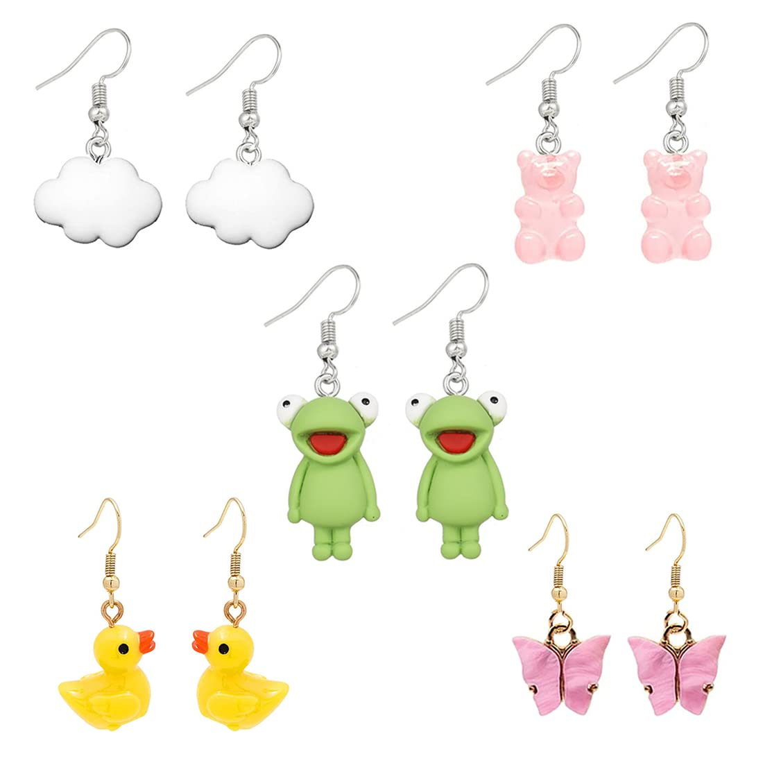 Kairangi Combo Earring For Women set Pack Of 6 Pairs Of Multicolor Cute Creature Charm Earrings For Women and Girls