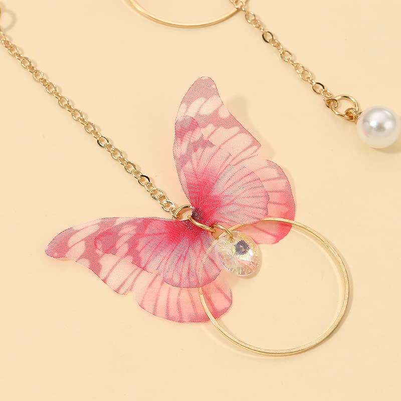 Yellow Chimes Earrings For Women Pink Butterfly Attached Dangle Drop Earrings For Women and Girls