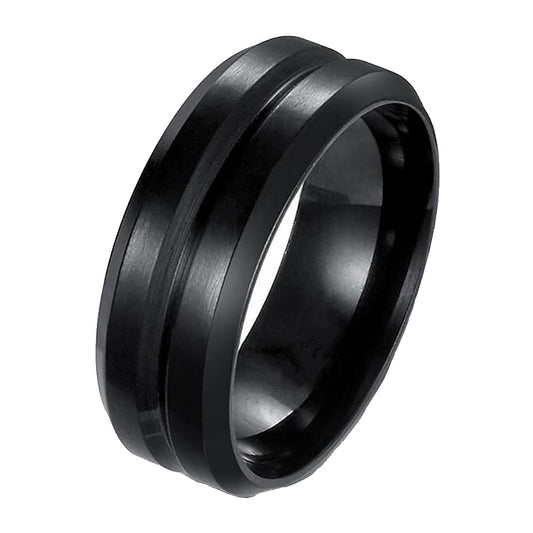 Yellow Chimes Rings for Men Balck Band Ring Western Style Stainless Steel Band Ring for Men and Boys.