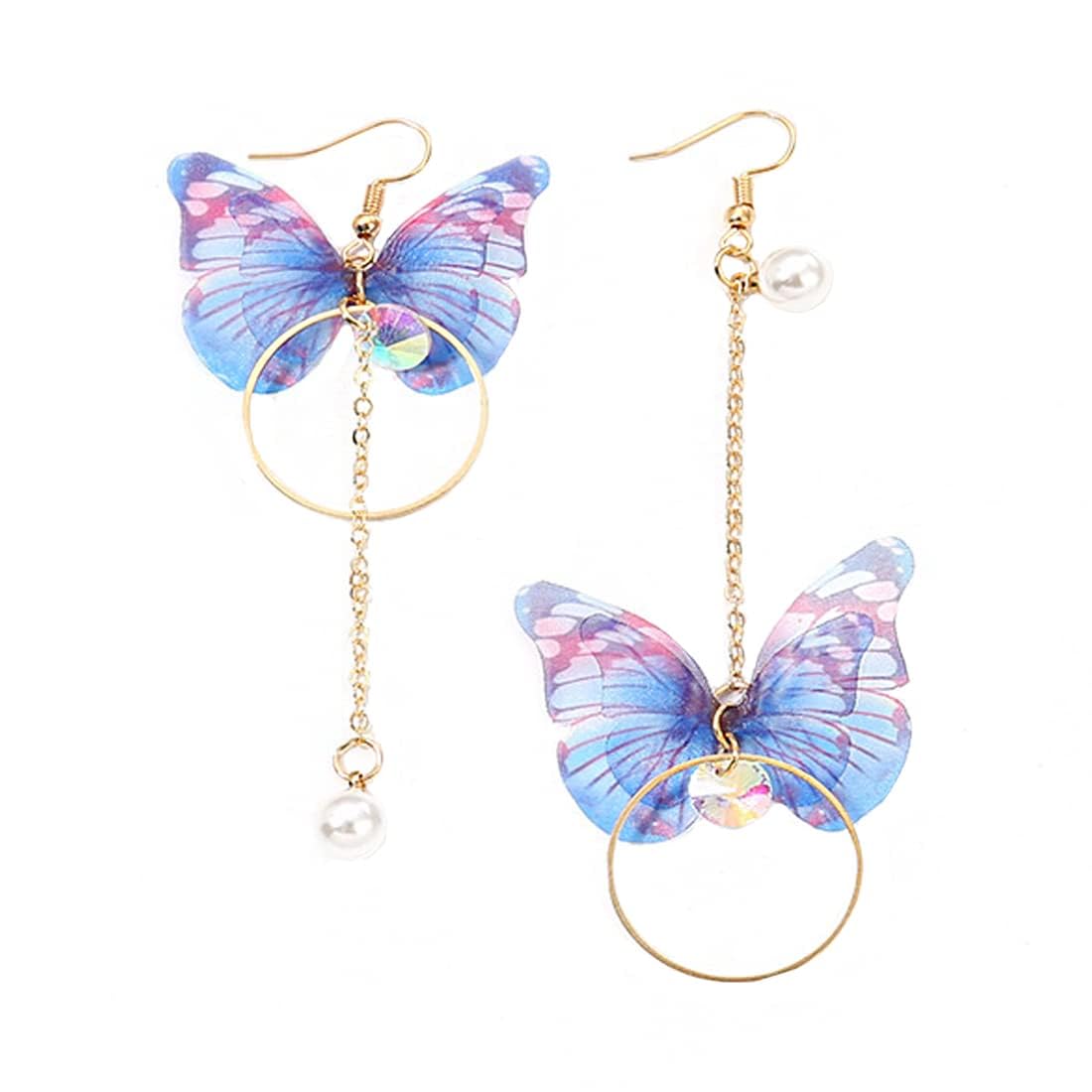 Kairangi Earrings For Women Blue Butterfly Attached Dangle Drop Earrings For Women and Girls