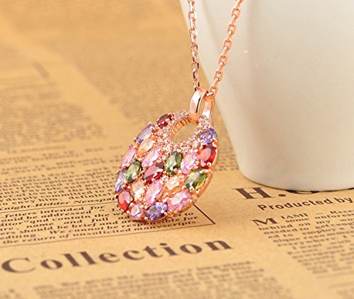 Yellow Chimes Chain Pendant for Women Multicolor Swiss Zircon Crystal Pendant 18k Rose Gold Plated Chain Pendant for women and Girls.