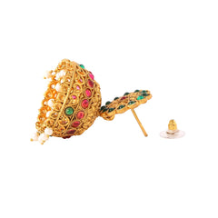 Yellow Chimes Earrings For Women Gold Toned Crystal Studded Jhumka Earrings For Women and Girls