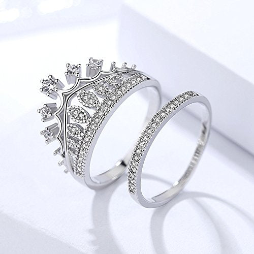 Yellow Chimes Crystal Rings For Women | Crown Shaped Ring For Women | Rhodium Plated Finger Ring for Girls | Birthday Gift For Girls & Women Anniversary Gift for Wife