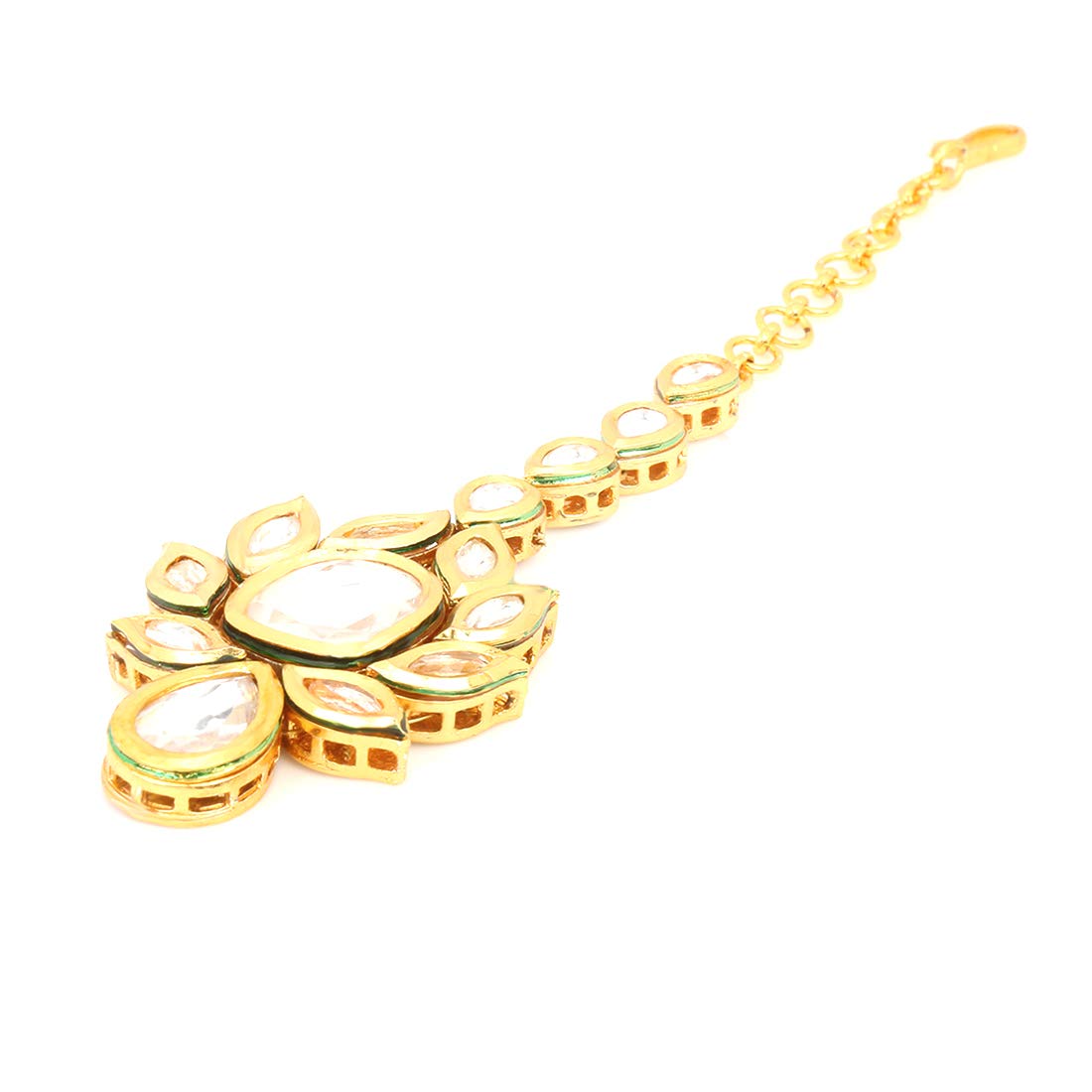 Yellow Chimes Traditional Gold Plated Kundan Studded Designer Ethnic Maang Tikka for Women and Girls