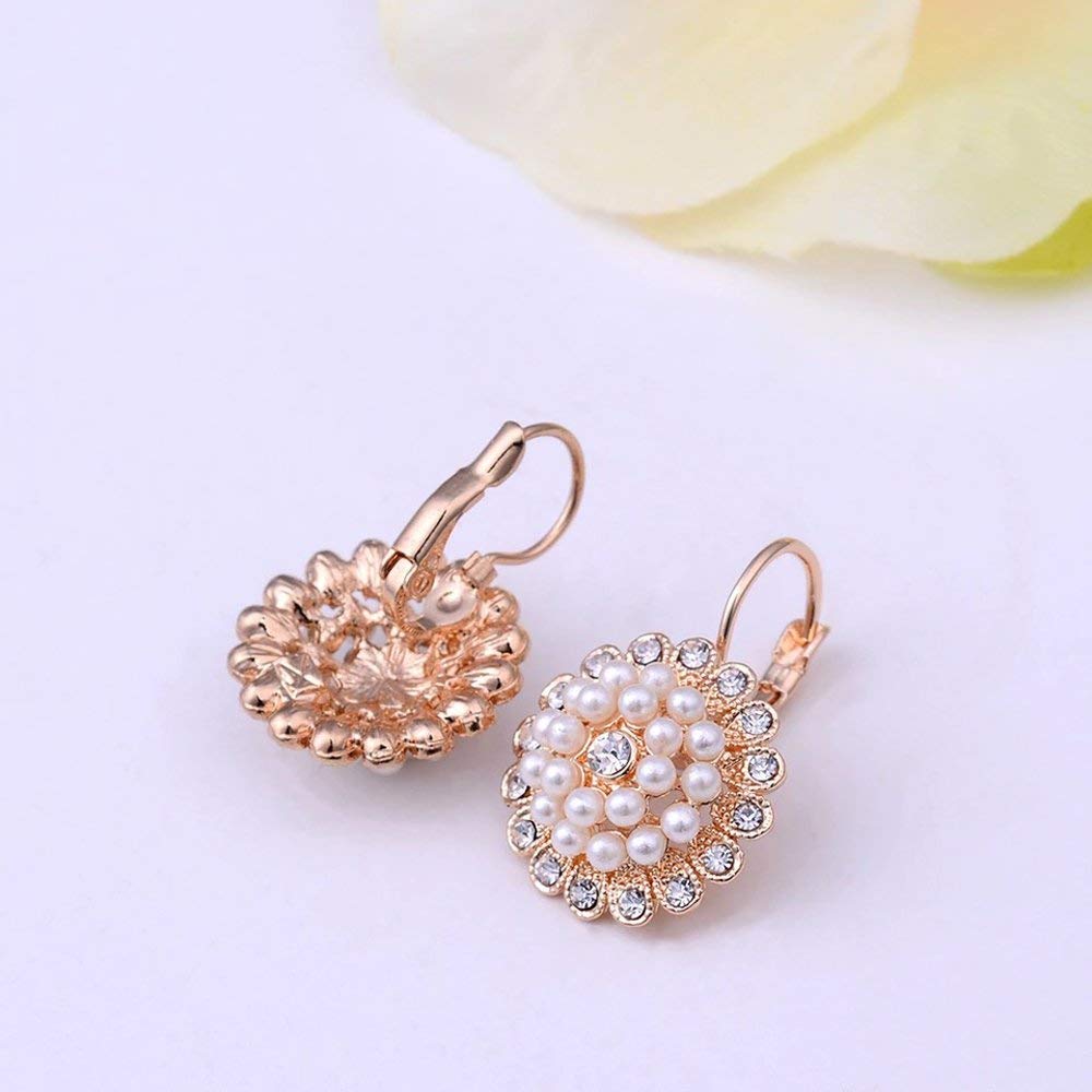 Yellow Chimes Clip On Earrings for Women Elegant Rose Gold Plated Pearl Clip On Earrings for Women and Girls.