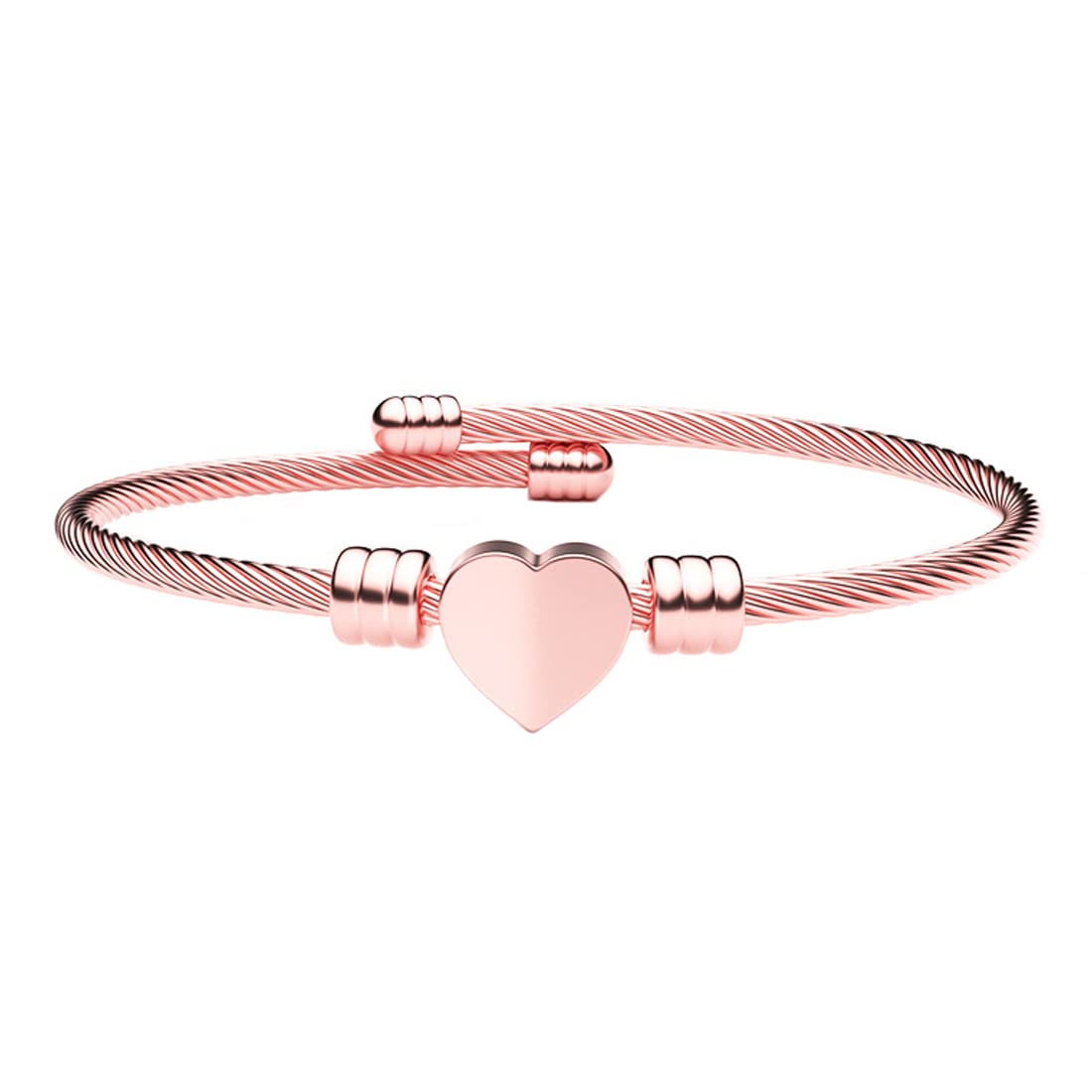 Yellow Chimes Bracelet for Women Stainless Steel Rose Gold Plated Heart Shaped Openable Kada Bracelet for Women and Girls