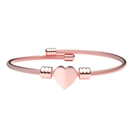 Yellow Chimes Bracelet for Women Stainless Steel Rose Gold Plated Heart Shaped Openable Kada Bracelet for Women and Girls